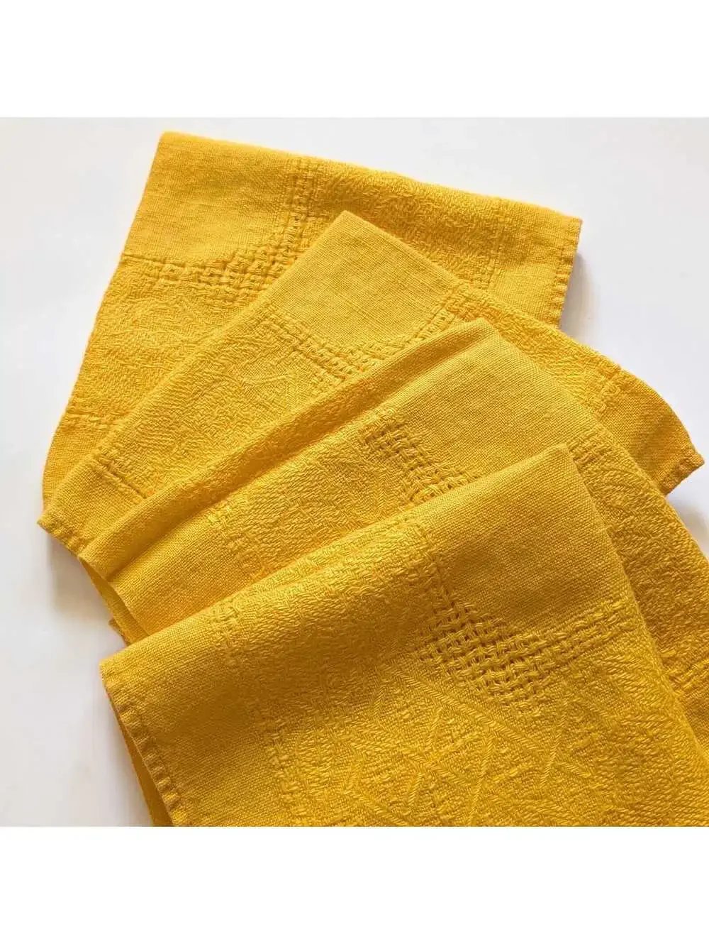 Vintage Marigold Yellow Irish Linen Napkins - Set of 4